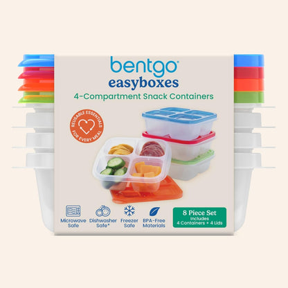 Bentgo Easyboxes 4-Compartment Snack Containers - 8-Piece Set with 4 Trays & 4 Custom-Fit Lids to Seal in Freshness - Reusable Food Storage & Meal Prep Bento Bpa-Free Containers (Classic 4-Pack)9