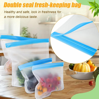 10 Pack Reusable Silicone Food Storage Bags, Leakproof Dishwasher Safe Reusable Freezer Bags for Food Containers, Lunch Bags for Sandwich, Snack, Marinate Meat, Salad Fruit6