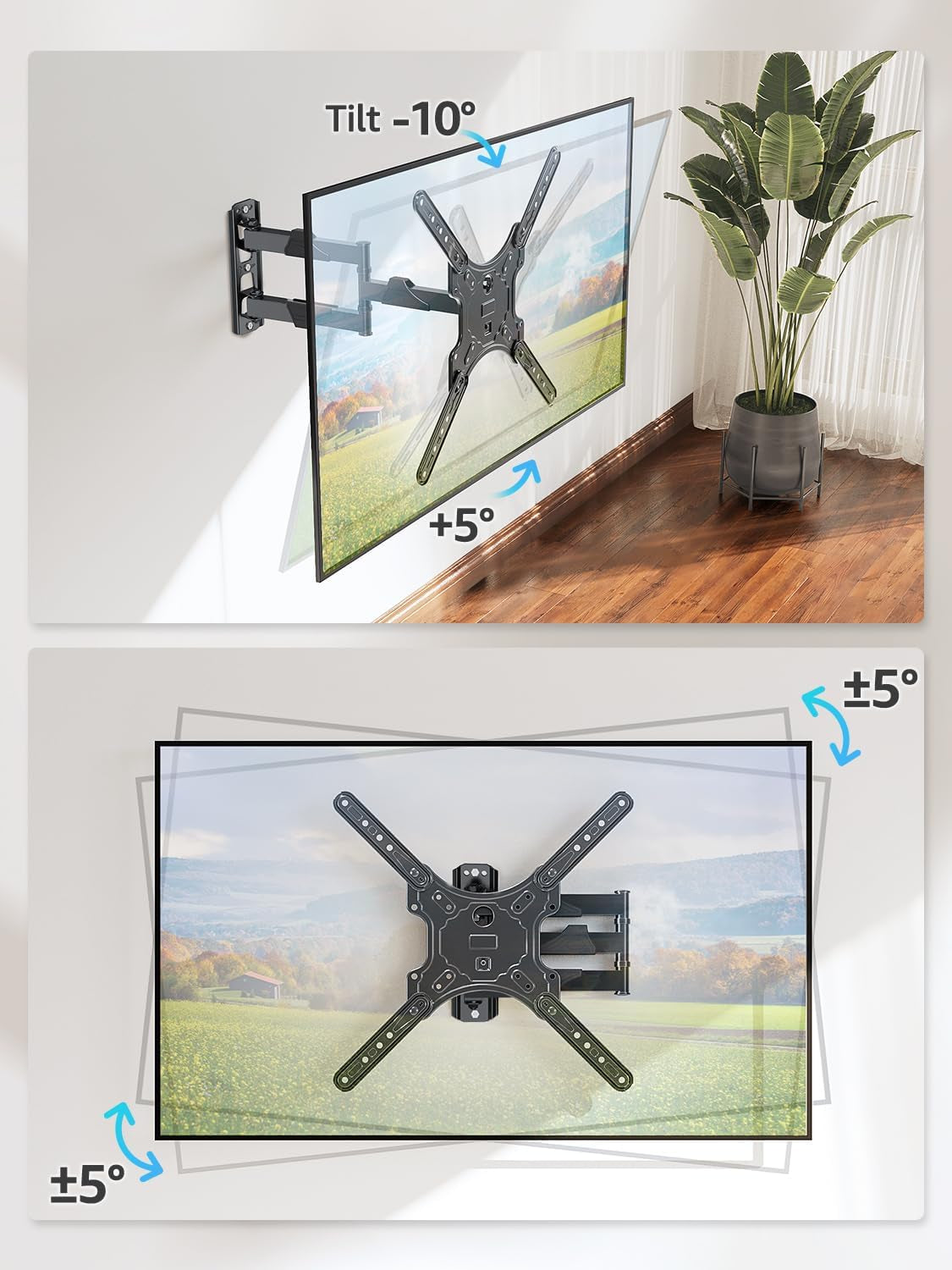 full-motion-tv-wall-mount-for-most-26-60-inch-tvs-max-vesa-400x400mm-wall-mount-tv-bracket-with-swivel-tilting-extension-level-adjustment-for-led-lcd-flat-curved-tvs-up-to-77-lbs-mu0018