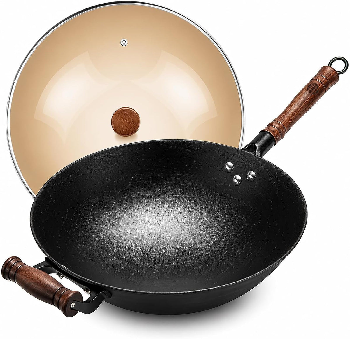 14-17-cast-iron-wok-with-glass-lid-traditional-round-bottom-chinese-wok-for-gas-stove-open-flame-wok-ring-required-uncoated-clay-mold-turtle-shell-texture-seasoning-needed
