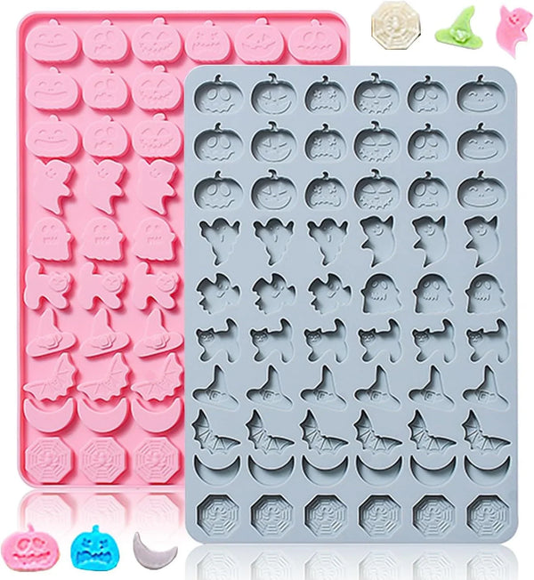Halloween Silicone Molds 2 Packs Pumpkin Ghost Chocolate Molds Silicone Mini Mold for Halloween Baking Candy Chocolate Cookie Jelly1