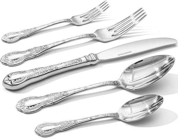 Silverware Set for 4, 20 Piece Flatware Set, 18/10 Stainless Steel | Vintage Carved Handles, Mirror Polished, Dishwasher Safe, Rust Resistant, for Home, Weddings & Housewarming1