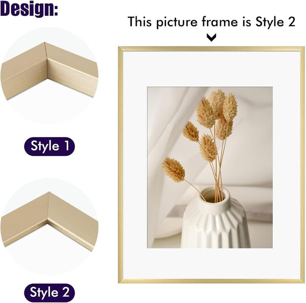 7 Pack Gold Aluminum Frame with White Mat, Real Glass9