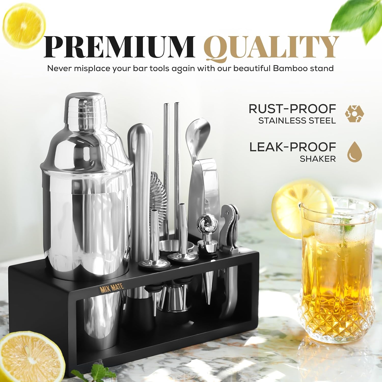 mixology-bartender-kit-with-stand-15-piece-bar-tool-set-silver-bar-set-cocktail-shaker-set-for-drink-mixing-includes-martini-shaker-jigger-strainer-bar-mixer-spoon-tongs-opener-gift-idea