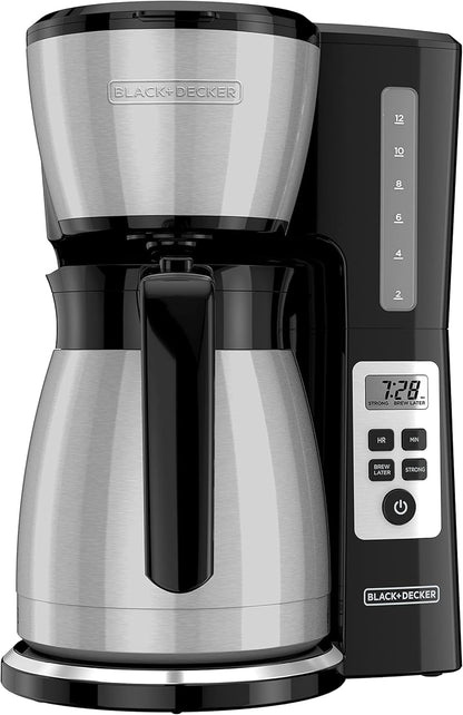 BLACK+DECKER 12 Cup Thermal Programmable Coffee Maker with Brew Strength and VORTEX Technology, Black/Steel, CM2046S | Programmable Coffee Maker with Vortex Showerhead, Brew Strength Control and Mess-Free Perfect Pour Spout.2