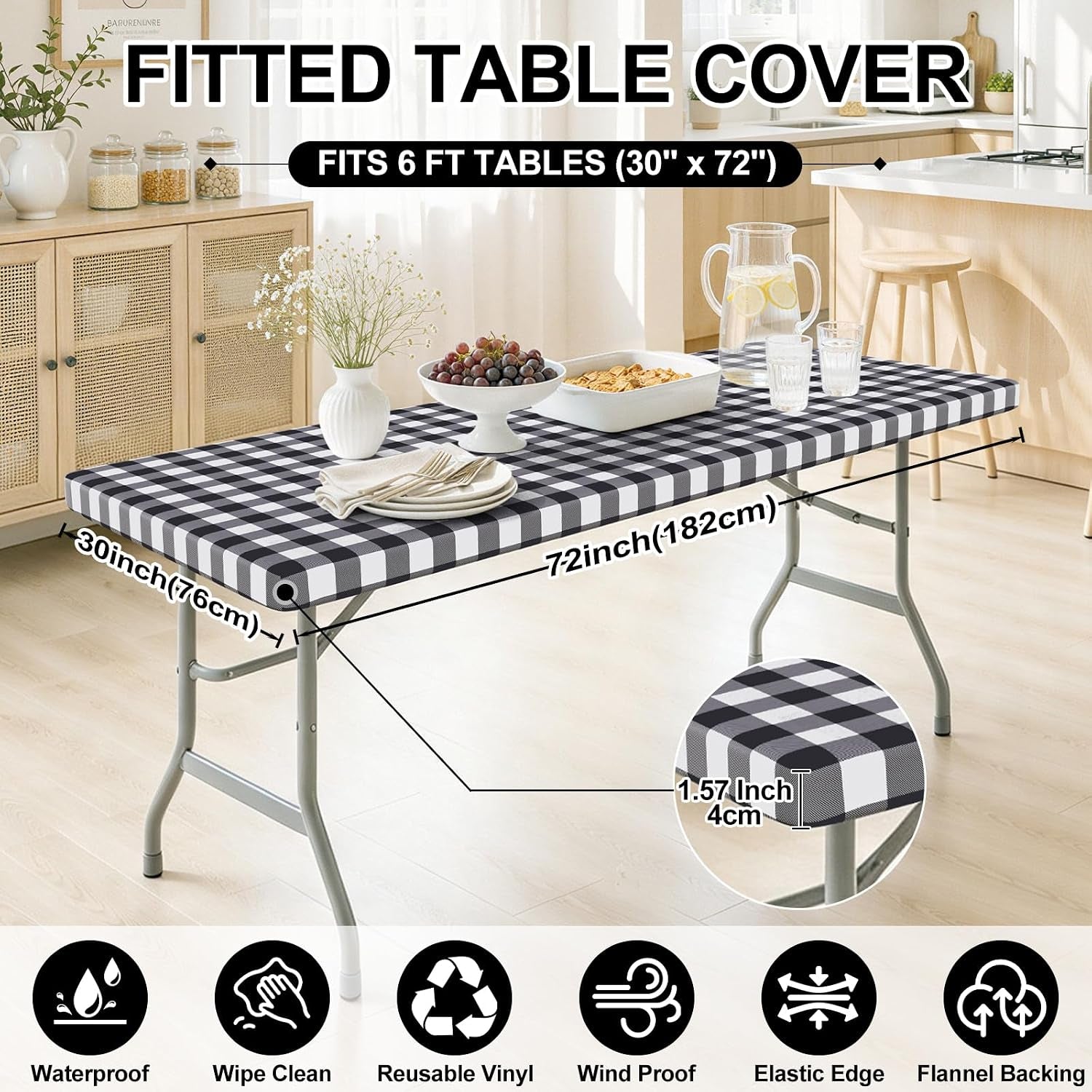6-foot-picnic-table-cloth-flannel-backed-fitted-vinyl-tablecloths-waterproof-elastic-rectangle-tablecloth-buffalo-plaid-table-covers-for-dining-camping-outdoor-black-and-white-30-x-72