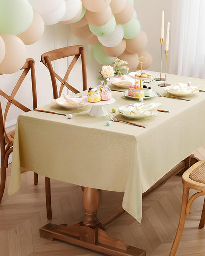 Rectangle Linen Tablecloth Waterproof & Stain Resistant, Wrinkle-Free Table Cloth Adds Elegance and Protection, Ideal for Dining, Party, Wedding and Outdoor, 52 X 70 Inch, Beige6