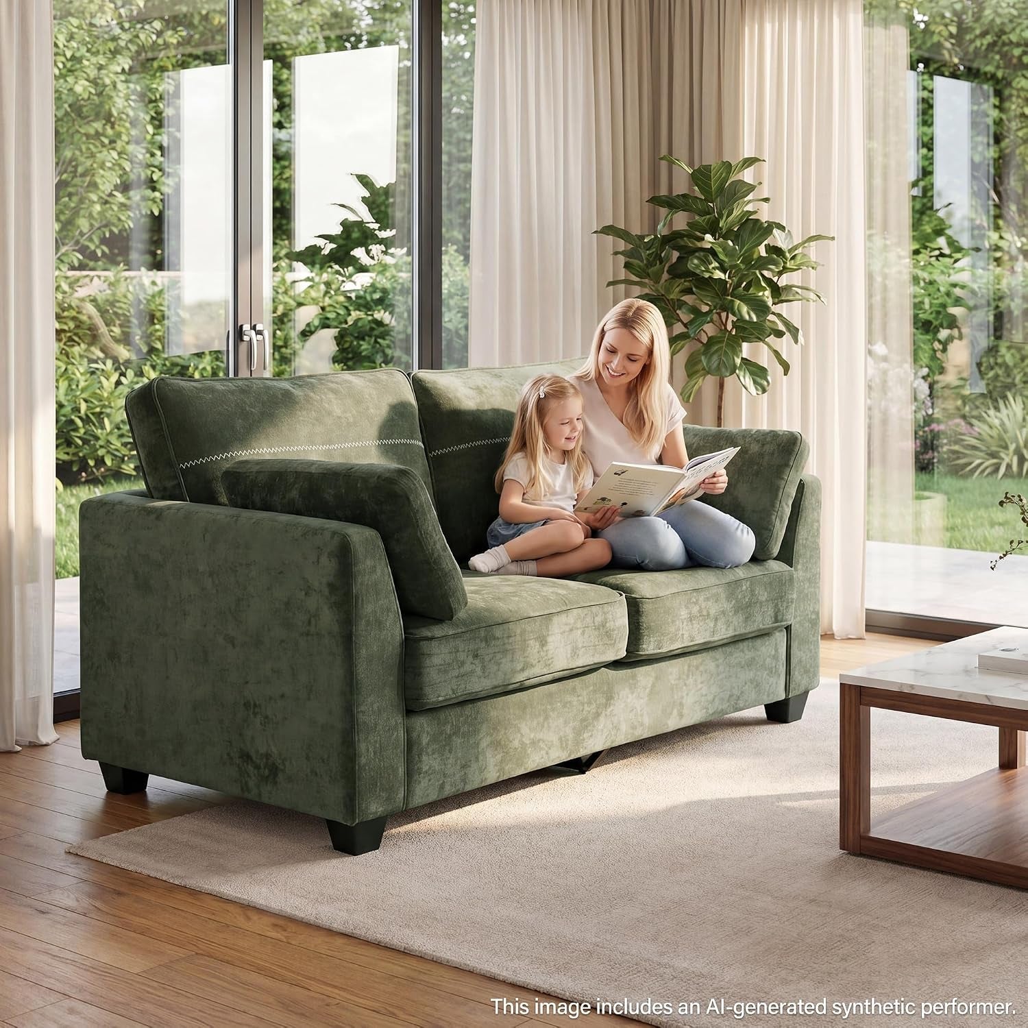 65-4-loveseat-sofa-chenille-love-seat-with-2-pillows-green