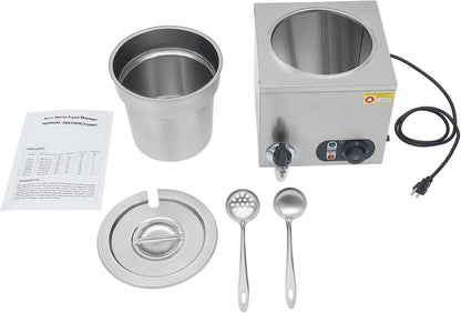 7.4Qt Nacho Cheese Dispenser with 86-185℉ Adjustable Electric Soup Warmer | Includes 2 Spoons | 300W Even Heating | Sealed Lid W/ Handle | Non-Slip | Dry-Burn Protection | Large Capacity | No Assembly9