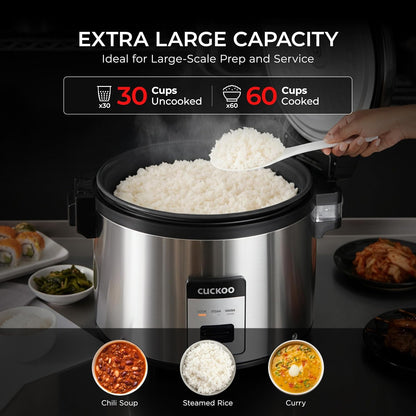 CUCKOO Commercial Rice Cooker and Warmer, 60-Cup Cooked, CR-3055 | 30-Cup Uncooked Capacity, Nonstick Inner Pot, 3 Cooking Modes, One-Touch Operation, Steam Cooking4