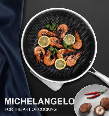 Wok Pan with Lid, 12 Inch Stainless Steel Wok with Spider Strainer and Steaming Rack, Honeycomb & Stir-Fry Pans Flat Bottom Wok Induction Compatible, Dishwasher and Oven Safe7