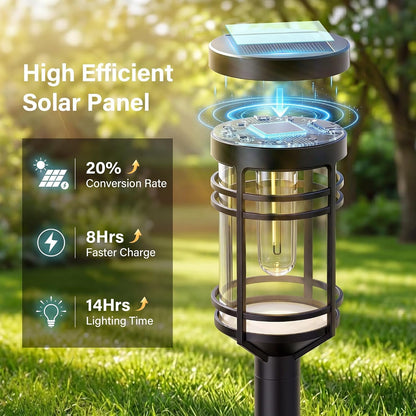 Solar Pathway Lights Outdoor 8 Packs, Solar Garden Lights IP65 Waterproof, LED Solar Powered Path Light Auto On/Off, Landscape Lighting for Yard Walkway Driveway Porch outside Decor6