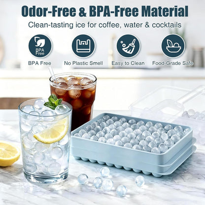 Mini Ice Cube Trays for Freezer with Lid, 0.55" Pebble Ice | 2 Trays-Blue, with Ice Box & Scoop. for Iced Coffee, Bottles, Juice & Everyday Drinks, Easy Twist Release, Stackable5