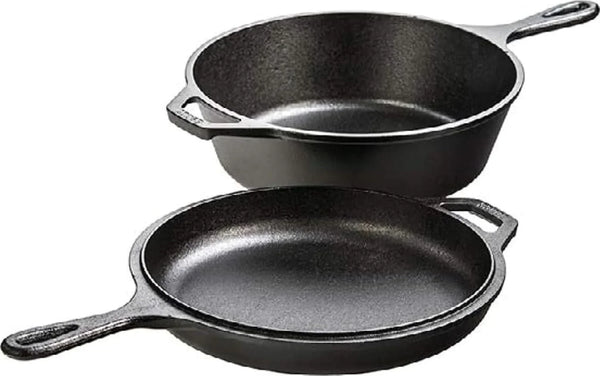 Cast Iron Combo Cooker, 3.2 Quart Deep Pot & 10.25 Inch Skillet Lid | 2-In-1 Deep Pot & Skillet Set, Dutch Oven with Skillet Lid for Sourdough, Frying & Camping, Non-Toxic, Pfas-Free1