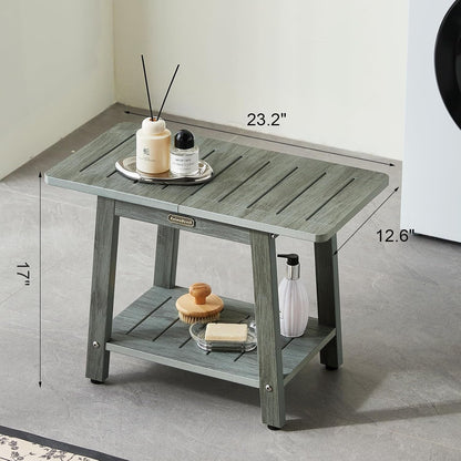 HDPS Shower Bench Seat for inside Shower, Waterproof Shower Stool for Shaving Legs, Poly Lumber Shower Chair Seat, Bathroom Shower Foot Rest Stool with Storage Shelf, No-Slip, Gray6