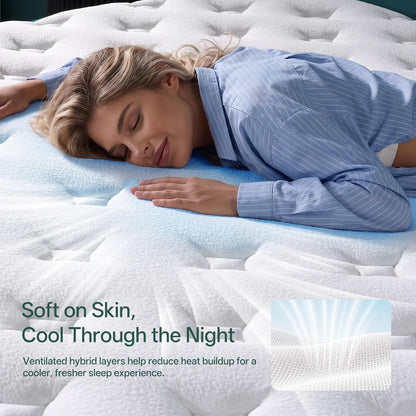 King Size Mattress, 12 Inch King Mattress in a Box, Cooling Gel Memory Foam Hybrid Mattress with Pocketed Coils, Medium Firm Feel, Certipur-Us Certified, Pressure Relief, Motion Isolation7