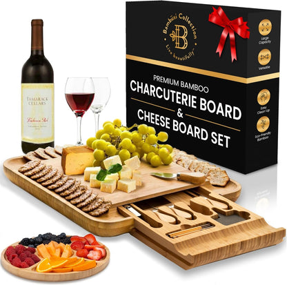 Charcuterie Boards Gift Set, Bamboo Cheese Board with Serving Accessories | House Warming Gifts New Home, Birthday Gifts for Women, Gifts for Men and Mom, Wedding, Bridal Shower, Anniversary Present1