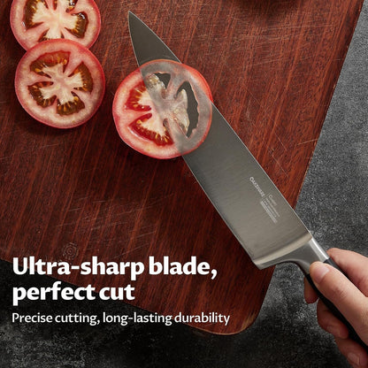 Kitchen Knife Set 3 Pcs, German High Carbon Steel Chef Knives Set | 3 Ergonomic Full-Tang Knives (8" Chef, 5.5" Utility, 4" Paring) for Effortless Prep - Chop Meat, Slice Veggies & Peel Fruit5