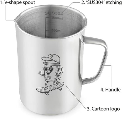 Stainless Steel Measuring Cup,  Liquid Metal Measuring Cups with Handle, 34Oz / 1000Ml / 4 Cups (Stylish Print)3