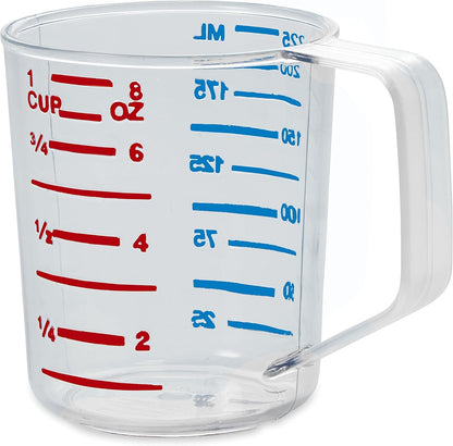 Bouncer Clear Measuring Cup, 1-Cup /0.25-Quart, Clear, Strong Food Grade, Easy Read for Liquid/Dry Ingredients, for Home/Professional Kitchen1