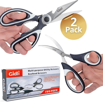Kitchen Shears & Seafood Scissors Set - Lifetime Replace. Warranty* |  Heavy Duty Utility Stainless Steel All Purpose Ultra Sharp Scissors for Meat, Poultry, Food & Cooking - Dishwasher Safe9