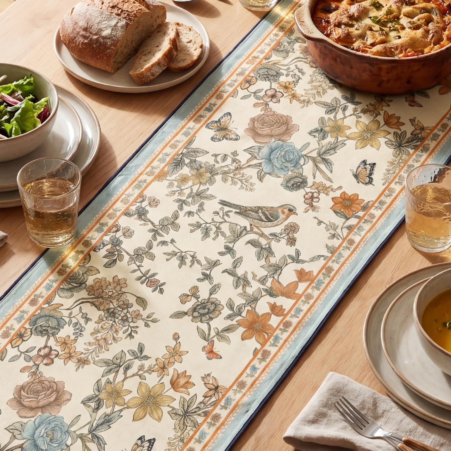 beige-floral-bird-rustic-vintage-table-runner-13x72-inch