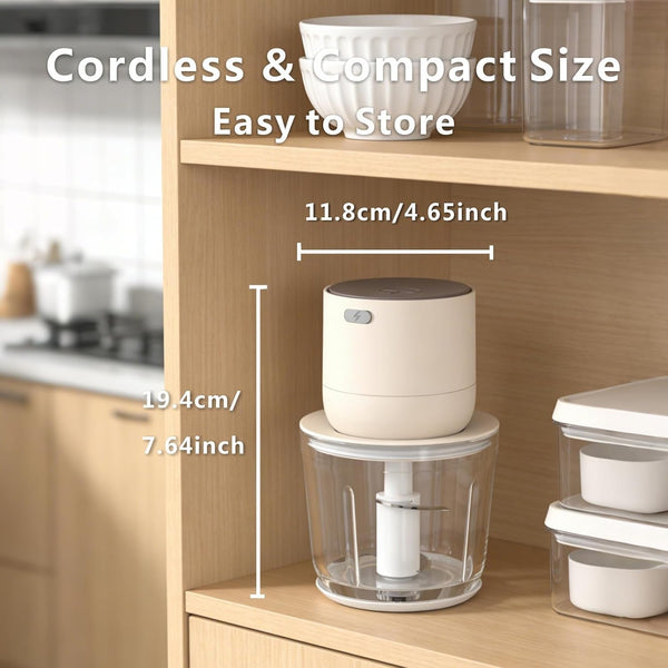 600Ml Glass Cordless Food Chopper, Wireless Food Processor W/ 3 Sharp Blade | USB-C Rechargeable Battery Powerful Motor, Small Garlic Vegetable Chopper, Electric Meat Blender Grinder, Portable Mini Mixer7