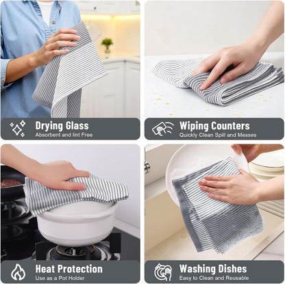 Premium 100% Cotton Kitchen Towels 18"X28", 6 Pack, Grey | Large Kitchen Hand Towels, Soft and Absorbent Tea Towel, Dish Towels with Hanging Loops5