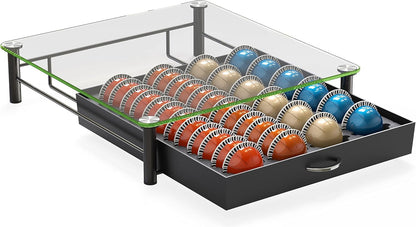 Tempered Glass Vertuo Pod Holder, Fits 24 Large/48 Small Pods | Compatible with Nespresso Capsule, Black7