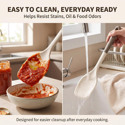 Premium Silicone Kitchen Utensils Set, 6-Piece, Cream White & Mocha8