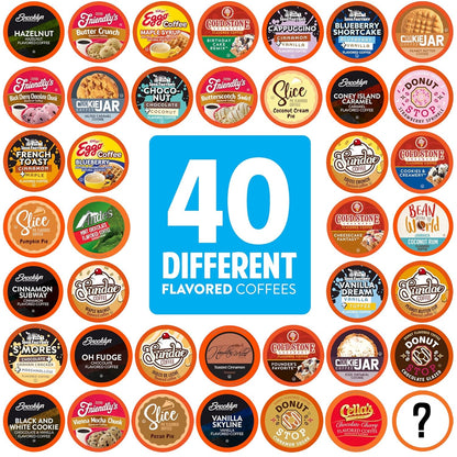 Flavored Coffee Pods Compatible with Keurig K Cup Brewers, Assorted Variety Pack Flavored Coffee, 40 Count1