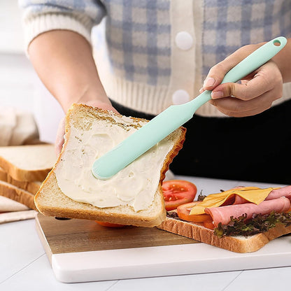 4 Pcs Silicone Jar Spatula Set - Long Handle Sourdough Scraper, Skinny Spatula for Jars, Bottles, and Containers, Non-Stick Heat Resistant Cake Cream Spatulas3