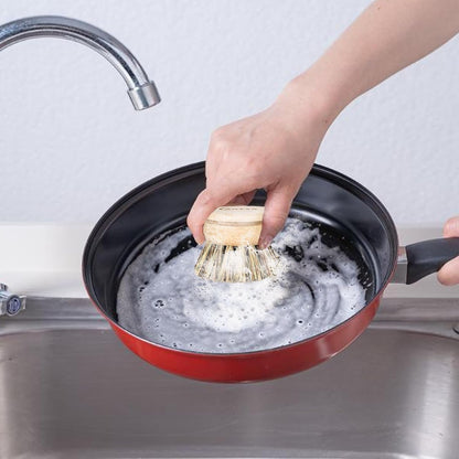 Bamboo Dish Scrubber with Handle - Hard Bristle Natural Bristle Brush Sustainable & Biodegradable Kitchen Scrub Brush for Dishes Pans and Pots7