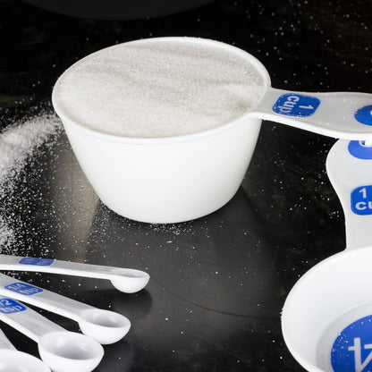Select Plastic Measuring Cups, 1/4, 1/3, 1/2, and 1 Cup, White and Blue3