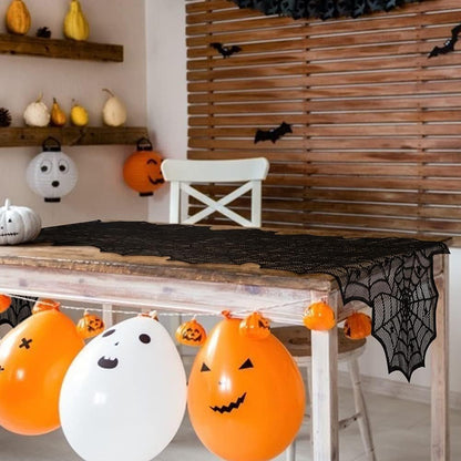Halloween Table Runner, Black Lace Spider Web Table Runners for Halloween Decor/Party Dinner Table Decoration 18 X 72Inch5
