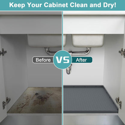 Waterproof under Sink Mat, 28" X 19" Silicone under Sink Mats for Kitchen, under Kitchen Sink Mats and Protector Mat, Sink Cabinet Protector Mats for Bathroom, Gray6