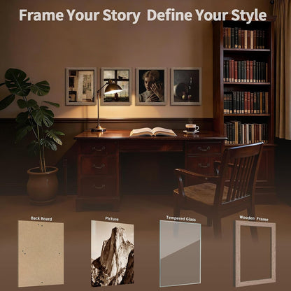 11X14 Picture Frame 4 Pack, Walnut Solid Wood, Gallery Wall Hanging7