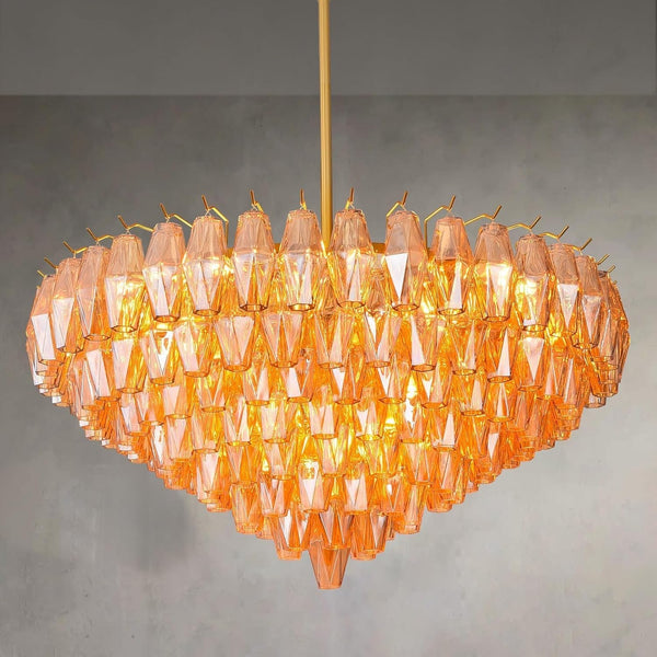 36" Modern round Amber Crystal Chandelier, 8-Tier Large Luxury Brass 20-Light Chandelier for Dining Room, High Ceiling Foyer & Staircase, Warm Golden Glow for Cozy Winter Nights1