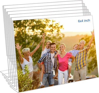 4X6 Acrylic Picture Frames, Set of 6 Clear Acrylic Frameless Gift for Desktop Display, Standing Picture or Display Sign Holder with Inserts for Home Office - Horizontal1