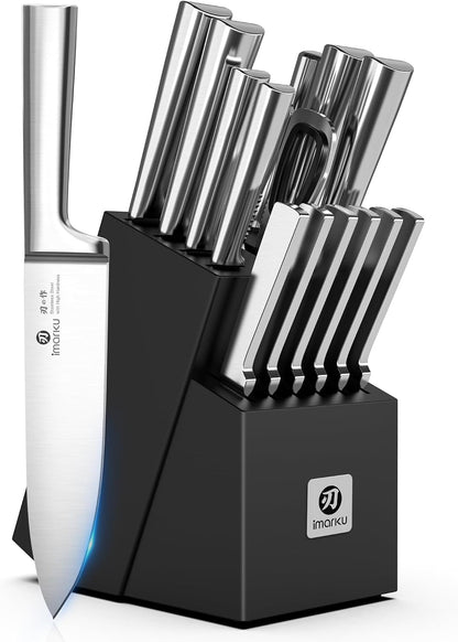 Knife Set - 15PCS Kitchen Knife Set Japanese High Carbon Stainless Steel Knives Set for Kitchen, Dishwasher Safe Ultra Sharp Professional Chef Well Balance Utility Knives, Black1