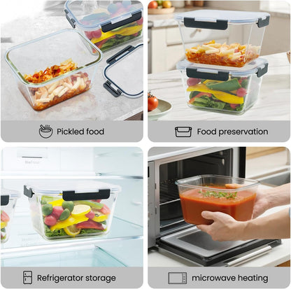 2 Pack Large Glass Storage Containers with Lids 85Oz/10.5Cup Big Airtight Glass Food Storage Containers for Rotisserie Chicken Watermelon Meal Prep, BPA Free, Freezer Dishwasher Oven Safe7