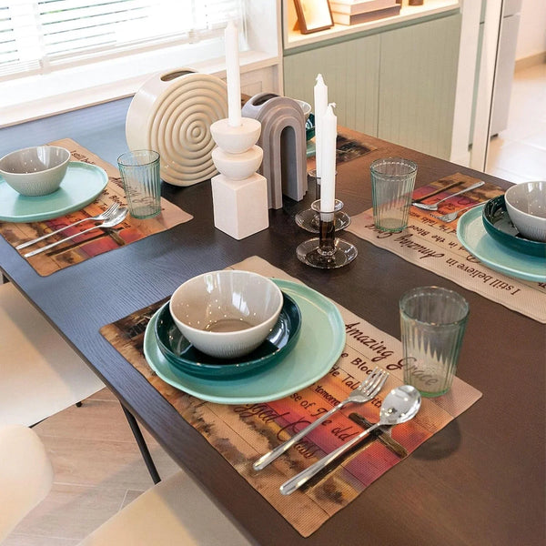 Christian Placemats Set of 4,Bible Verse Scripture Table Mats Place Mats for Kitchen Dining Table Decoration, Christian Home Decor 12X18 Inch3