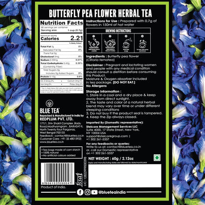 '- Butterfly Pea Flower Tea - 2.11 Oz (150+ Cups) | Antioxidant Rich | Chemical Free - Herbal Tea - Caffeine Free - Non Bitter - No Preservatives | Zipper Pack3