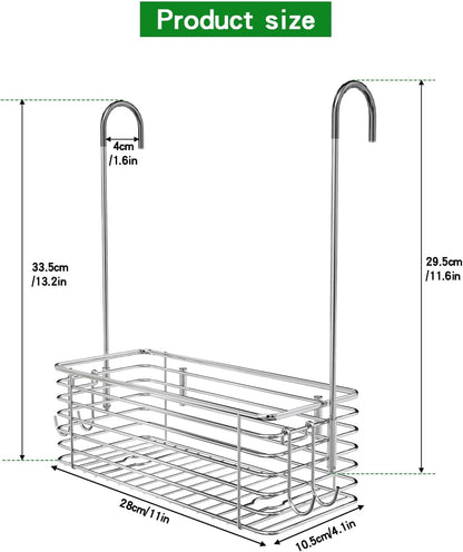 Over Door Shower Caddy, Stainless Steel Bathroom Organizer with Rotating Hooks, Hanging Storage Basket for Shampoo2