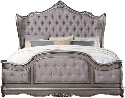 Ariadne Eastern King Bed in Velvet & Antique Platinum Finish4