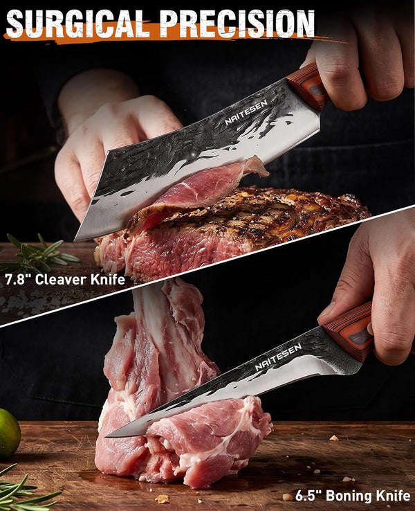 3PCS Hand Forged Butcher Knife Set with Gift Box3