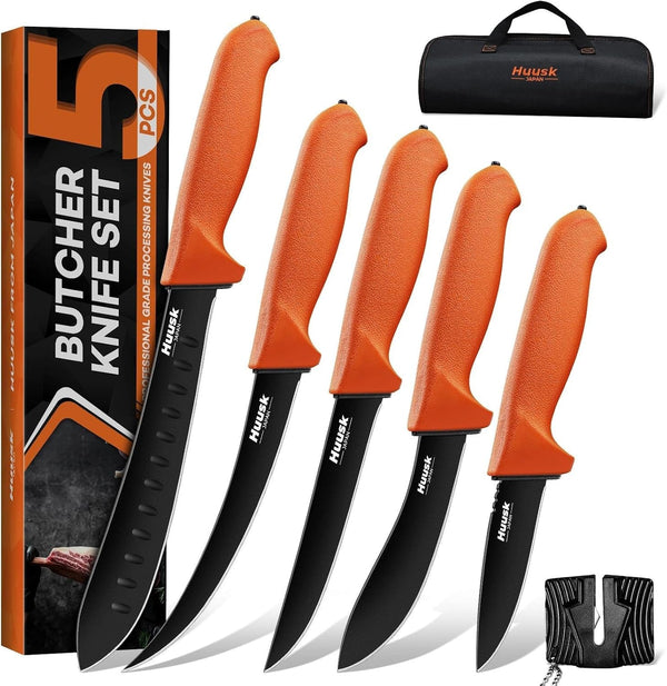 Butcher Knife Set - Meat Processing Kit with Roll Bag, Gift for Men1
