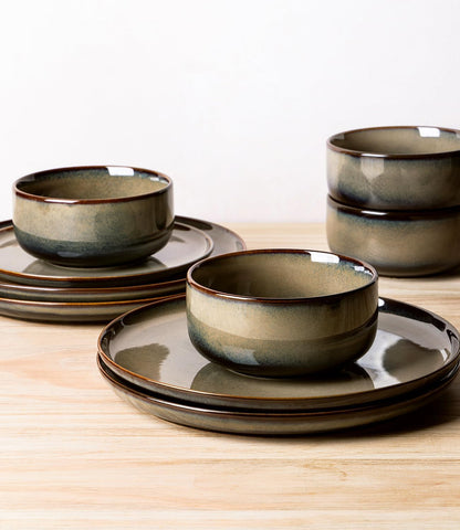 Ceramic Dinnerware Set for 6, 18-Piece Plates and Bowls Set4