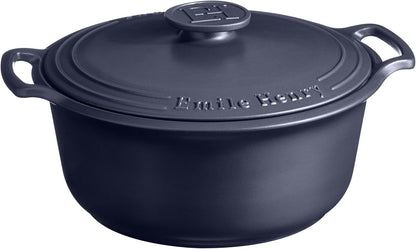 Emile Henry Made in France SUBLIME Ceramic 6 Qt. round Dutch Oven, Indigo1