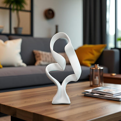 15" Modern Abstract Ribbon Decorative Sculpture, Knot Sculptures,Home Decor,Coffee Table Statues,Dining Living Room Desk Decor（White）5